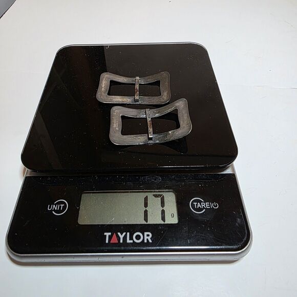 Vintage Lord & Taylor Sterling Silver Shoe Buckles Rectangle Scroll Pattern 17 G - Picture 11 of 11